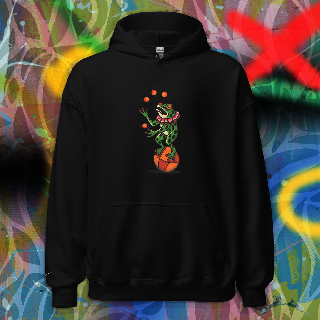 "Balancing Act" Unisex Frog Hoodie