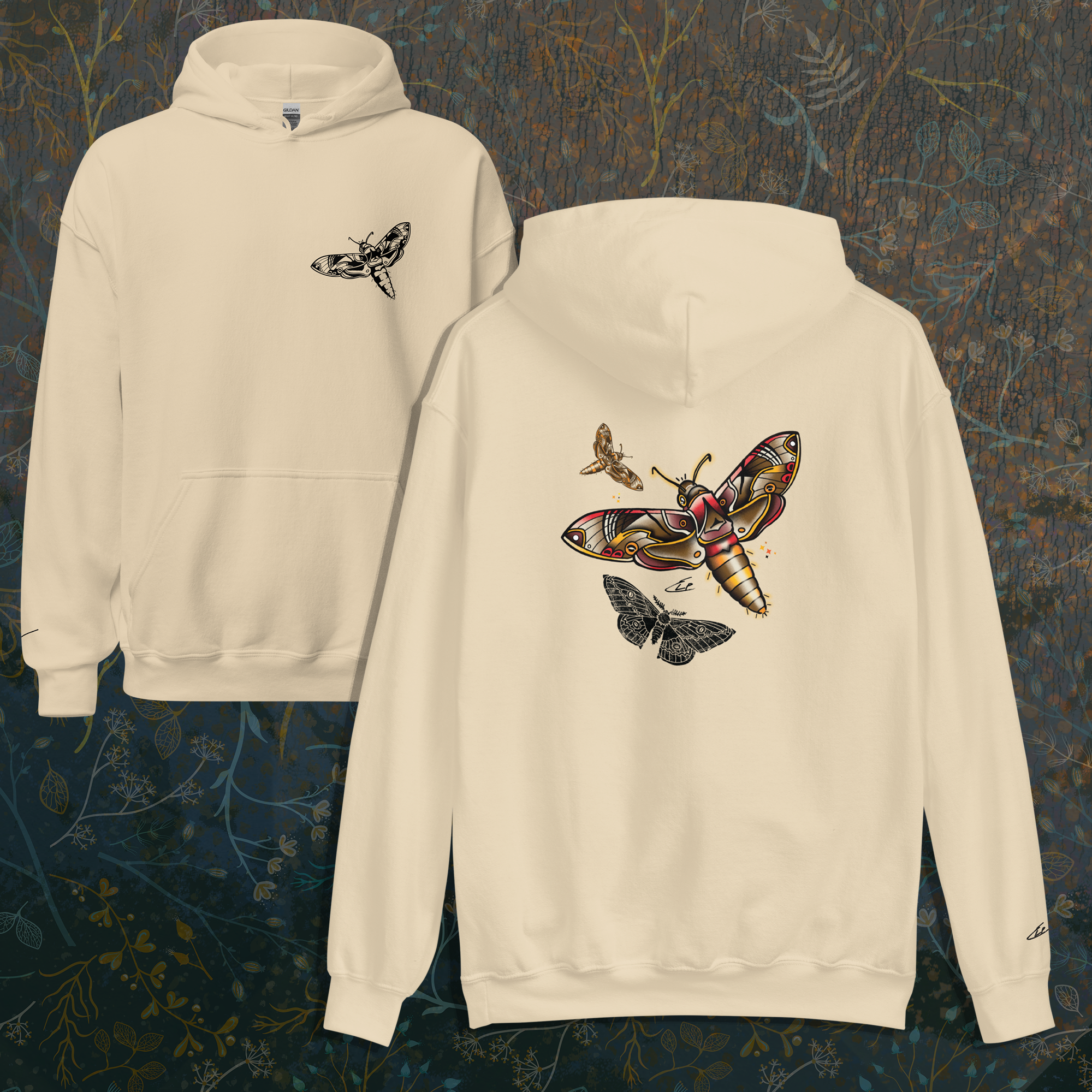 "Flutter & fade" Unisex Moth Hoodie