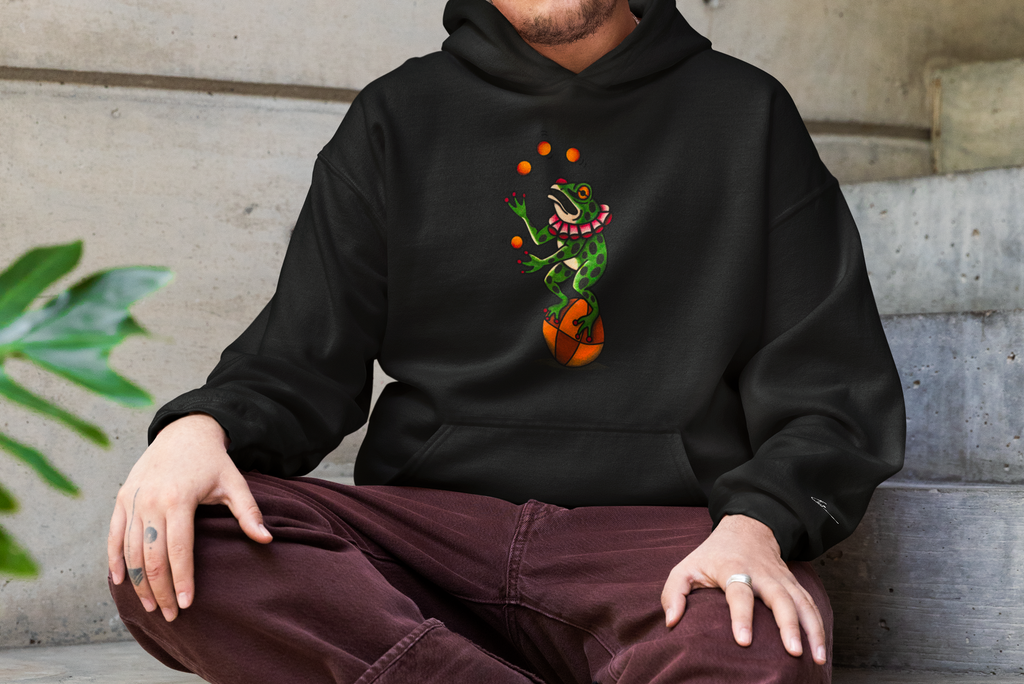 "Balancing Act" Unisex Frog Hoodie