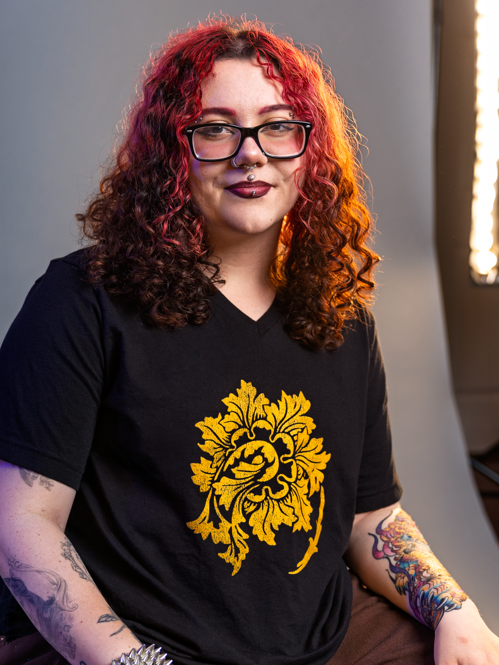 "Golden Bloom"  V-Neck Tee
